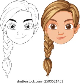 Illustration of a girl with a braid