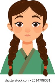 Ilustração de uma menina com o cabelo trançado