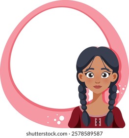 Illustration of a girl with braided hair