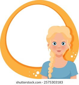 Illustration of a girl with a braided hairstyle