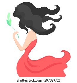 illustration of a girl with a branch