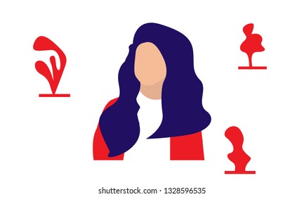 an illustration of a girl with bright colors combined with a flat style.