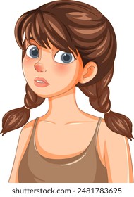 Illustration of a girl with brown braids