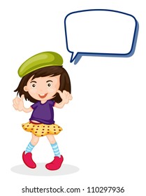 illustration of a girl and call out on a white background