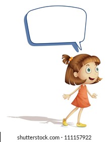 illustration of a girl and call out on a white background