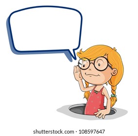 illustration of girl with callout on a white background