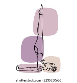 Illustration of a girl in the candle yoga posture, abstract style