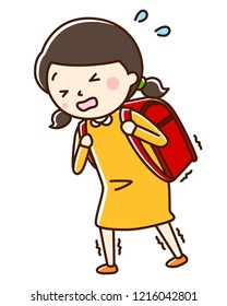 Illustration of a girl carrying a school bag.