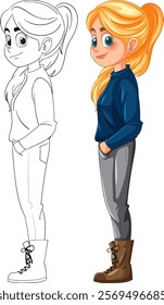 Illustration of a girl in casual attire