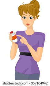 Illustration Of A Girl Checking The Contents Of The Medicine Label