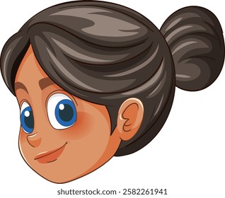 Illustration of a girl with a cheerful expression