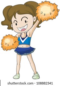 illustration of a girl cheerleader on a white background