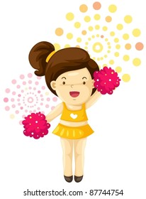 illustration of a girl cheerleader on white background