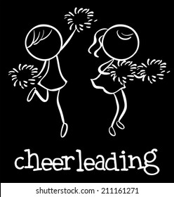 Illustration of girl cheerleaders dancing