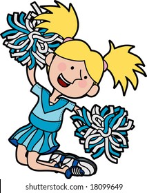 Illustration of girl cheerleading jumping in air