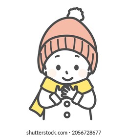 illustration of a girl in cold weather