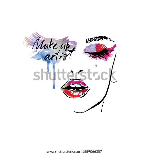 Illustration Girl Creative Makeup Logo Makeup Stock Vector Royalty Free