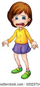 Ilustración de una niña llorando