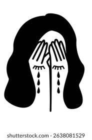  Illustration of a girl crying