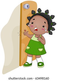 Illustration of a Girl Crying After Her Finger Got Pinched