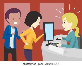 Illustration Girl Customer Giving Angry Complaints Stock Vector ...