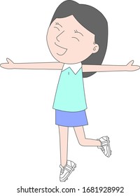 Illustration of a girl dancing like a ballerina.