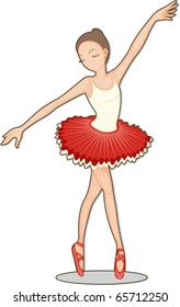 Illustration of girl dancing on a white background