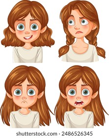 Illustration of a girl with different emotions