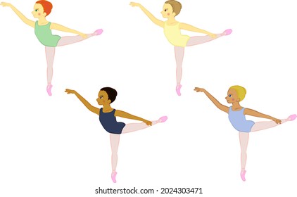 Illustration of a girl doing a basic lesson in ballet arabesque