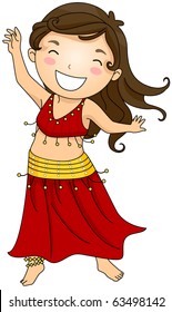 Illustration of a Girl Doing a Belly Dance