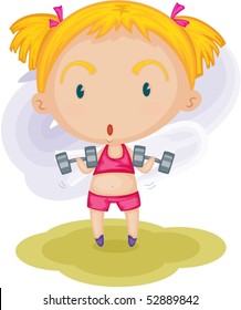 Illustration of a girl doing excercise on a white background