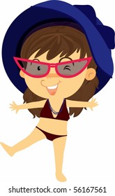 Illustration of A Girl Doing Exercise on white background
