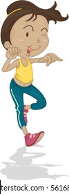 Illustration of A Girl Doing Exercise on white background