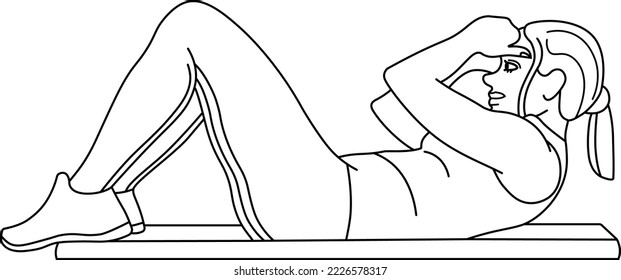 illustration of a girl doing her fitness workout. Fitness training.