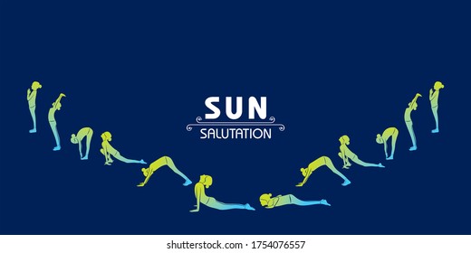 illustration of A Girl doing Sun Salutation for International Yoga Day observed on  21st June
