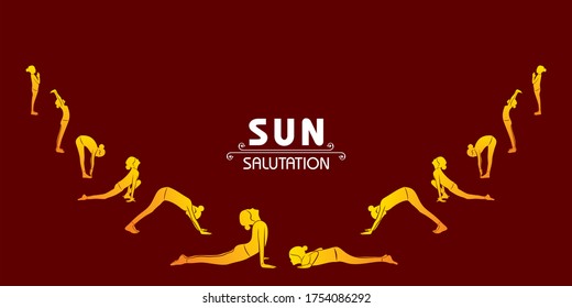 illustration of A Girl doing Sun Salutation for International Yoga Day observed on  21st June
