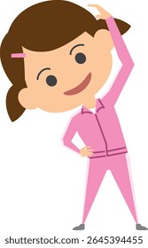 Ilustração de uma menina fazendo exercícios de aquecimento