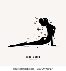 Illustration girl doing yoga asana. Stylized silhouette style for your design. Black print on white background