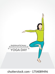 illustration of A Girl doing yoga for International Yoga Day observed on  21st June
