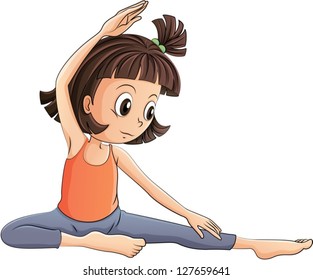 Illustration of a girl doing yoga on a white background