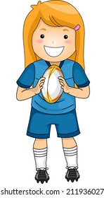 Illustration of a Girl Dressed in Rugby Gear