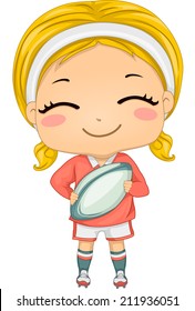 Illustration of a Girl Dressed in Rugby Gear