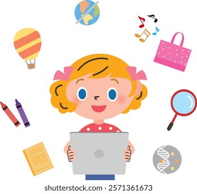 Illustration of a girl enjoying various hobbies