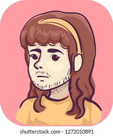 Illustration Of A Girl With Excessive Facial Hair