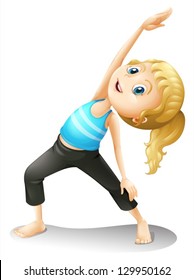 Illustration of a girl exercising on a white background