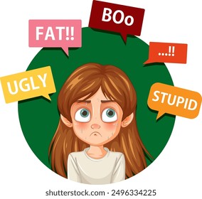 Illustration of a girl facing verbal abuse