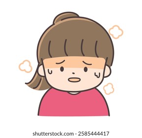 Illustration of a girl feeling short of breath.