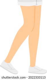 Illustration of a Girl Feet and Legs Wearing White Shorts and Plimsoll Shoes