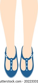 Illustration of a Girl Feet Wearing Tbar Shoes