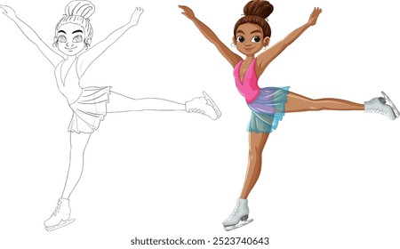 Ilustración de una chica de patinaje artístico